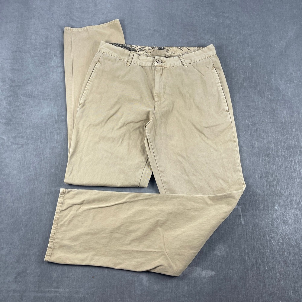 Southern Marsh Mens 32x34 Khaki Chino Pants Straight Leg Map Lining Trim